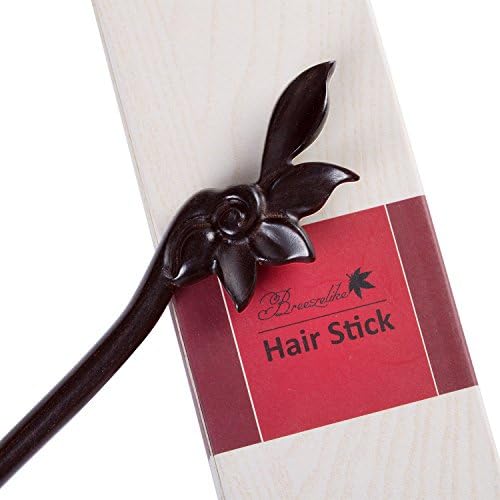 Breezelike Handmade Carved Ebony (Black Sandalwood) Hair Stick: Little Lotus