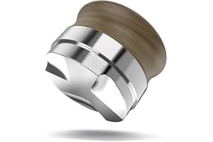 KYONANO Distribuidor de café de 58 mm, herramienta de equilibrio de espresso, distribuye uniformemente el café en polvo en el tamper, herramienta barista, fabricada en madera de nogal, altura