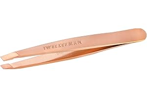 TWEEZERMAN Pinzetta mini (punte angolate inclinate, pinzetta per sopracciglia, qualità professionale, acciaio inox), oro rosa