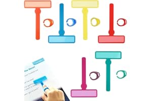 DIFLAX 6 Pièces Outils de dyslexie pour Enfants, Bandes de Lecture guidées par Les Doigts avec Anneaux de Doigt, Bandes de Lecture en surbrillance, signets pour la Lecture