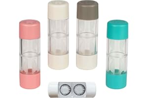 Yowfond Set di 4 contenitori per lenti a contatto per lenti dure, set da viaggio portatile con contenitore per la pulizia, contenitore compatto in rosa, bianco, blu e verde, ideale per casa e in