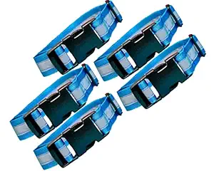 Binkymart Handmade Blue Color Medium Reflective Collars for Dogs Set of 5 with complimentary Zip Tie (No D-Ring for Leash)