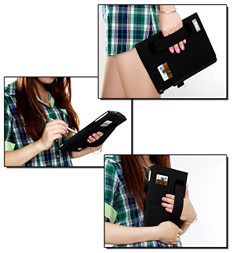 Galaxy Tab S2 9.7 Hülle,Samsung Galaxy Tab S2,Fyy® [Super Functional Series] Hochwertige Kunstleder Hülle mit elastitcher Handschlaufe und Halterungen für Karten, Notizen für Samsung Galaxy Tab S2 9.7 Zoll,Schwarz (mit automatischer Schlaf/ Weck-Funktion) - 6