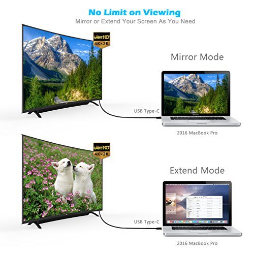 USB C auf DisplayPort Kabel (6ft/1.8m), CHOETECH (4K @ 60Hz) USB 3.1 Typ C (Thunderbolt 3 kompatibel) zum DP Kabel für 2016 MacBook Pro, MacBook 12, ChromeBook Pixel, Samsung Galaxy S8 / S8 Plus, etc - 5