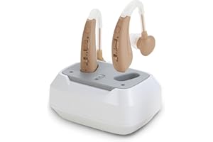 HIBRIQ Dispositivo sonoro ricaricabile per anziani e adulti, Dispositivo Sonoro digitale con cancellazione del rumore e regolazione del volume a più livelli (White)