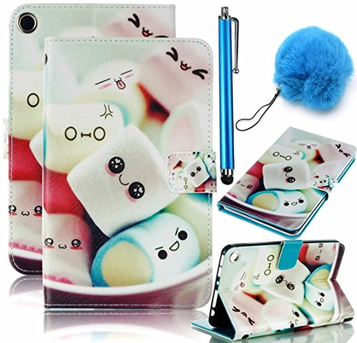Kindle Fire HD 8 Funda  Vandot Ultra Slim Carcasa de piel PU Cuero Cover Cubierta Bumper Shell Caso con Funci  n de Ranuras Tarjetas Soporte y Magnetica para Tablet Amazon Kindle Fire HD 8 2016 6th Generation  con 1x Stylus Aguja   1x Pomp  n Bola de pelo - Patr  n de Pastel de toallas