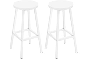 ‎KLIHOME Klihome Barhocker 2er Set, Barstühle mit Metallgestell, Bar Hocker rund, Küchenstühle mit Fußstütze, Tresenhocker 150 kg belastbar, für Bar Kücheninsel Esszimmer, Weiß, K0006BH-2