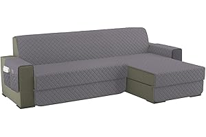 ‎SEVI'S sevi's Sofabezug L Form 250cm Wasserdicht, Sofa überzug Ecksofa Reversibel Kratzfest Fleckenresistent - Sofa Cover für Katzen und Hunden - Grau