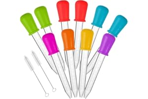 ALINK Silicone Pippets Dropper,10 Pcs Pipettes,5ml Silicone Clear Dropper with Cleanning Brush for Plant,Painting, Making Crafts Dropper Pipettes, DIY