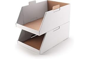 KARTOX Only Boxes, Pack 6 Cajas de Cartón Organizadora para Almacenar Objetos, Cajón, Cesta o Gavetas Automontables y Apilables, Dimensiones; 50 x 33.5 x 20