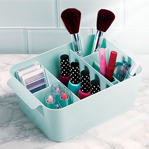 InterDesign Clarity Kosmetik Organizer mit Griffen | Sortierbox mit 8 Fächern für Make-Up & Accessoires | Ablagesystem auch für Bürozubehör | Kunststoff mintfarben - 2