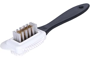 Kaps Wysokiej jakości nubuk i zamsz wielofunkcyjna 4-stronna szczotka do czyszczenia butów, mosiężne i nylonowe włosie, czyści i zapewnia idealną drzemkę