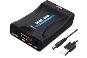 SUJAHHUJIQ Scart to HDMI Converter Adapter, Scaler Video Audio Converter Support HDMI 720P/1080P Cable for DVD Player to TV