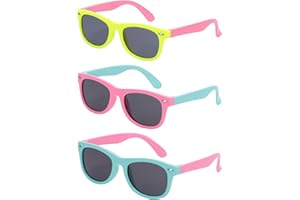 Lancry 3 Stück Sonnenbrille Kinder Polarisierte Sonnenbrille Flexiblem Rahmen für Jungen und Mädchen UV400-Schutz 3-9 Jahre