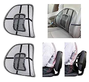Lukzer 2PC Car Back Pain Relief Lower Back Support for Chair Orthopedic Sciatica Pain Relief Lumbar Back Rest/Men Women Ventilation Seat for Home Office (Black)