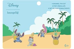 Loungefly - Stitch Enamel Pin Set - Disney: Lilo & Stitch Pin en Émail - Exclusivité Amazon - Broche Fantaisie Mignonne à Collectionner - pour les Sacs à Dos et Sacs - Idée de Cadeau