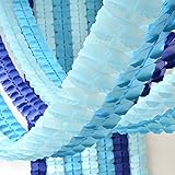 Party Deko-Set 6pcs Aufhängen Girlande Kleeblattes Seidenpapier Blume Girlande wiederverwendbar Party Girlanden für Baby-Dusche Hochzeit Kinderzimmer Brautschmuck Dusche (je 10 Feet/3 M Lang) blau Set