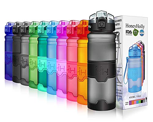 HoneyHolly Botella de Agua Deporte 400ml/500ml/700ml/1l, sin bpa tritan plastico, Reutilizables a Prueba de Fugas Botellas Potable con Filtro para niños, Colegio, Sport, Gimnasio, Trekking, Bicicleta