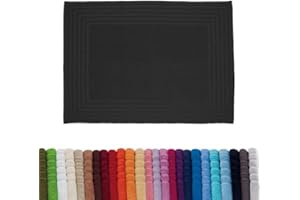 B BARCELOHOGAR Alfombra Baño Rizo - Alfombrilla de Ducha Casa - Tapete para Salir de la Ducha o Bañera de Secado Rapido - Alfombra para Baño o Cocina - Multifuncional 100% Algodon 50 x 70 cm. Color: Negro