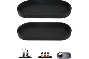 XINSUO 2 sztuki taca łazienkowa, dekoracyjna taca do łazienki, silikonowa taca łazienkowa (czarny, 25L*11W*2H cm)