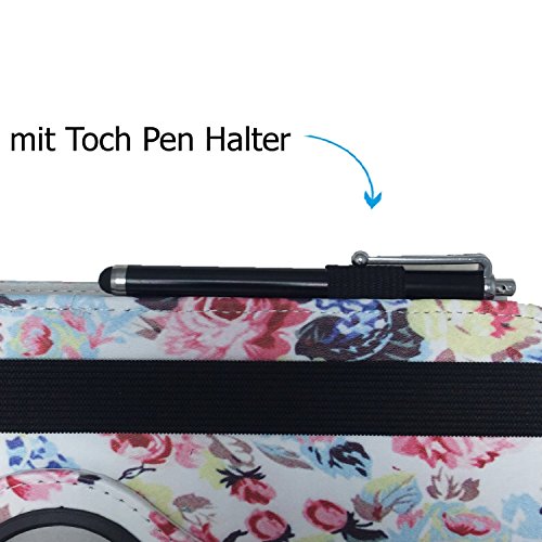 MEDION AKOYA E1239T (MD 60195) – Tablet Case Schutzhülle mit Touch Pen & Standfunktion – 360° Rosen 10.1 Zoll - 6
