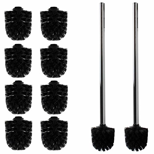 10x Ersatz Bürstenkopf schwarz + 2x Griff 40 cm / Austausch Toilettenbürste / Klobürste