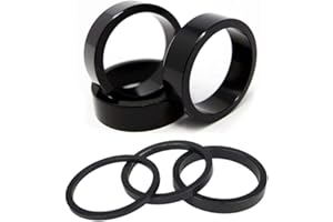 GoHZQ Lot de 6 entretoises de casque en alliage d'aluminium de 28,6 mm pour VTT, vélo de route, 2 mm/3 mm/5 mm/3 x 10 mm, noir