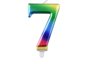 PARTY GO 7 Anno Candele di Compleanno Numero 7, Candele di Compleanno Colori dell'arcobaleno, Adatto A Feste di Compleanno