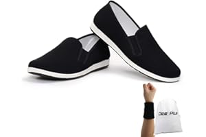 Dee Plus Zapatos Kung Fu Tai-chi Adultos Zapatillas Antideslizantes De Moda De Artes Marciales Zapatillas De Deporte De Lona Qigong Unisex Zapatos Suela de Goma Tradicionales Chinos de Pekín Negro