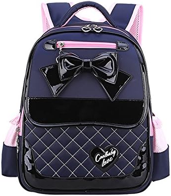Children's Backpacks for School with Big Bow Book Bags for Girls 5-9 yrs Navy
