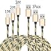 Produktbild Iphone Kabel, Auspisa 3PCS (1 + 2 + 3) M Extra langes Kabel 8 Pin Blitz auf USB Ladekabel für iPhone SE / 7 / 7plus / 6 / 6s / 6 plus / 6s plus, 5c / 5s / 5, iPad Pro / Air / Mini, iPod Nano / Touch (Gold + Schwarz)