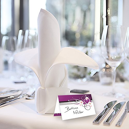 Tatmotive Tischkarten Herzen – für Feiern, wie Geburtstag und Hochzeit und andere Anlässe, 50 Stück – lila violett - 2