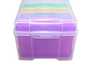 Unibos | 6x8 Inch Photo Storage Boxes, Multi Colour 6 Inner Case Clear Keepers Organiser For Photo, Letter, Jewellery, Cards, Stamps, Office Supplies, Seeds & Collectibles | Dustproof & Stackable