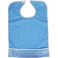 NUOLUX Bib for Elderly Waterproof Mealtime Bib Protector Aid Apron (Light Blue)