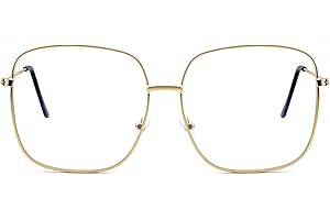 KAEOISFU übergroße Quadratische Lesebrille Damen und Herren, Große blaulichtfilter brille Lesebrillen, Mode Große Gläser Metall Computer Lesebrill