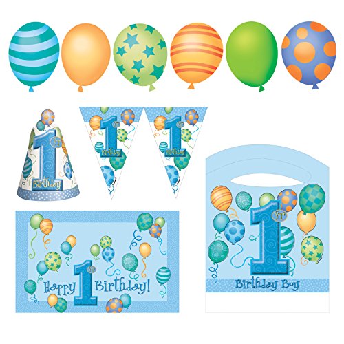 Dekorations-Set für Hochstuhl mit Luftballons zum 1. Geburtstag, Blau - 2