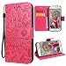 Produktbild VemMore Kompatibel für Samsung Galaxy S6 Hülle Handyhülle Schutzhülle Leder PU Wallet Flip Case Bumper Lederhülle Ledercase Blumen Muster Klapphülle Ultra Dünn Kartenfach Klappbar Magnetisch - Rot