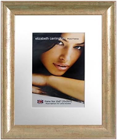 Elizabeth Carrington Premium High Quality, Distressed Gold Photo/Picture Frame, Dubai Range, 10x8 Inch with 7x5 Inch Removable White Mount, British Made, 100% Timber and PFEC Sourced