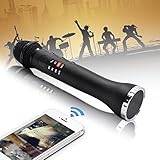 LEFON Wireless Handheld Microphone Karaoke with Bluetooth Speaker Live Sound Stage LED Display Screen AUX Recording Equipment for Party Conference Home KTV DJ Outdoor Activities (Black)
