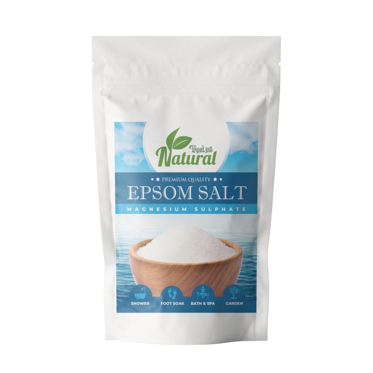 Trust Me Natural Organic Epsom Salt Crystals for Bath 1kg, For Muscle Relief, Feet Soak, Relieves Aches & Pain, Gardening Pla