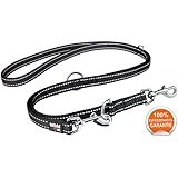 NIKKIPET Hundeleine, schwarz + Reflektoren, massiv und verstellbar in 3 Längen 1,1 m – 1,8 m, 2 cm breit, für große und mittlere Hunde, Hunde-Leine, Doppelleine, geflochten, Gratis Abstract