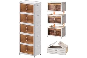 PAIDE P Armario Organizador Plegable. Despensa para Almacenaje de Cocina, Mueble apilable para Organizar Juguetes, Estantería Plegable para Calzado. (60 cm - 5 Compartimentos)