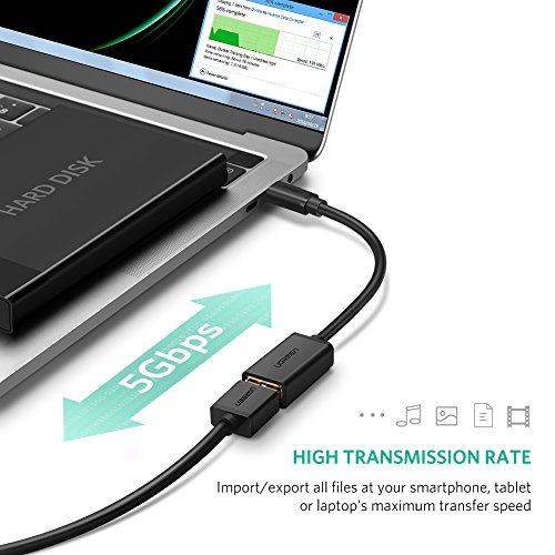 UGREEN Adaptateur USB C vers USB 3 1 5Gbps C  ble OTG USB Type C M  le    Femelle pour Macbook Pro  Samsung Galaxy S9 S8 Note 9 A8 2018 A3 A5 A7 2017  Huawei P20 Pro P10 P9 Mate 10  17CM  Noir 