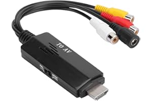 ARCHUU Câble Adaptateur convertisseur HDMI vers RCA, 1080P HDMI vers AV 3RCA CVBs Prise en Charge Audio vidéo Composite pour PC, Ordinateur Portable, HDTV, DVD, VHS, magnétoscope, PS3