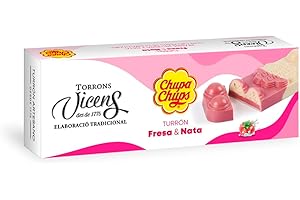 TORRONS VICENS Turrón de Chupa Chups sabor Fresa y Nata Torrons Viccens en Estuche (150g en Estuche)