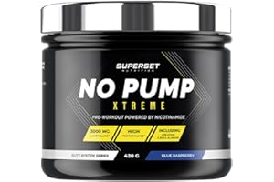 Superset Nutrition - No Pump Xtreme (420gr) - Pre-Workout en poudre - Booster puissant pré-entraînement, 3,3 g de Créatine, Bêta-alanine, L-citrulline, Caféine - Fatigue maîtrisée - Blue Raspberry