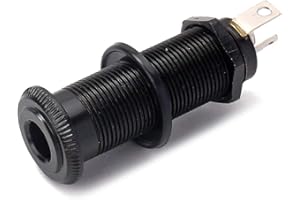 Alnicov Stereo-Kupfer-Eingang für Gitarren und Bass, 6,35 mm (1/4 Zoll), Zylinder-Eingang mit 4-poligem Stereo- oder Mono-Klinkenstecker, schwarzes Nickel