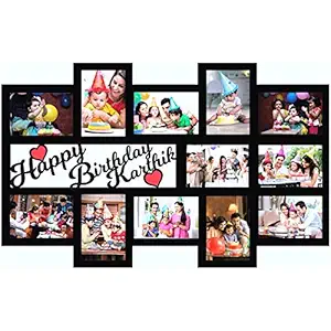 GiftsWale Happy Birthday Your Pictures and Names Customized Collage Photo Frame | Personalized With 12 Images And Texts | Best Gift For Kids, Sister, Brother, Husband, Wife, Friend, Mom And Dad