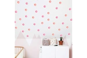 Wajade 60 PCS Pink Dots Wall Stickers Round Circle Wall Decal Stickers for Baby Nursery Room