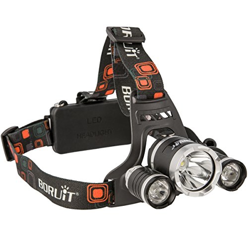 Kopf-Lampe mit superhellen weißen LED Lampen und 4 Leuchtfunktionen Wiederaufladbare Stirn-Lampe - 3